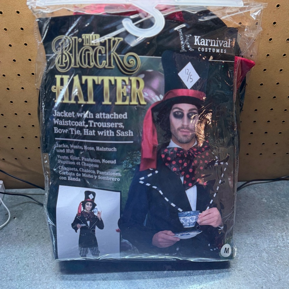 Karnival Costumes The Black Hatter Men M Black Mad Hatter Cosplay Outfit 3695